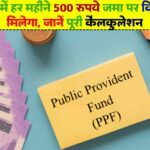 PPF स्कीम में हर महीने 500 रुपये जमा पर कितना ब्याज मिलेगा, जानें पूरी कैलकुलेशन